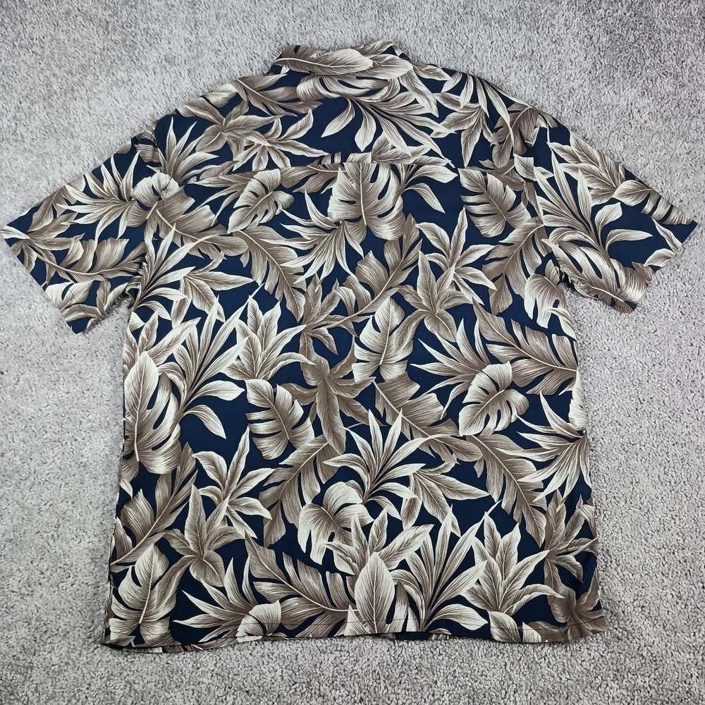 Vintage Island Shores Mens L 100% Rayon Blue Tan Tropical Pattern Hawaiian Shirt - Picture 7 of 10
